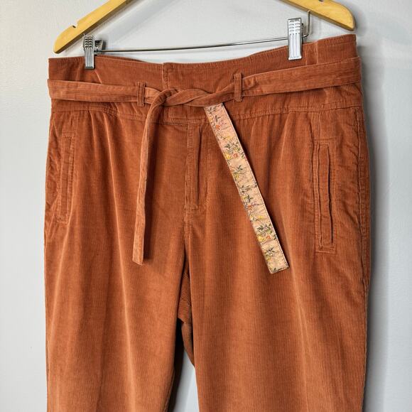 Sundance Emily Softest Corduroy Crop Pants Tie Coral Casual Relax Sz 16 - Picture 8 of 12